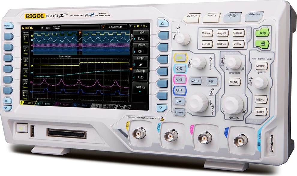 Rigol DS1104Z Plus 100 MHz Digital Oscilloscope with 4 Channels and 16 Digital Channels