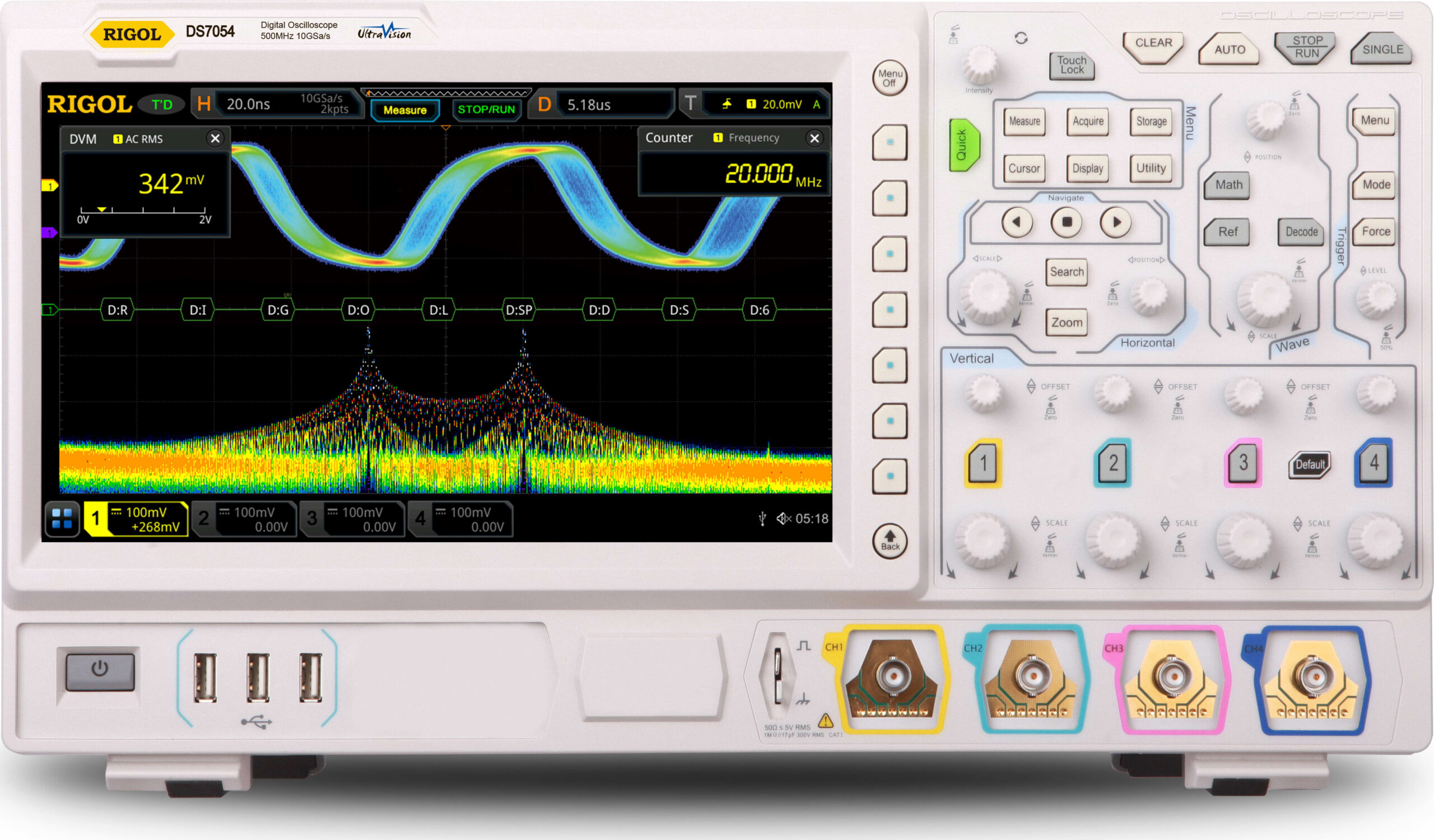Rigol DS7054 - 500MHZ Digital Oscilloscope with 4 Channels, 10GS/s Sampling