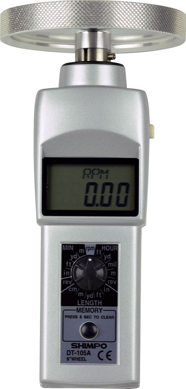 Shimpo DT-105A-12KMW - LCD Contact Tachometer with Included 12” Contact Wheel