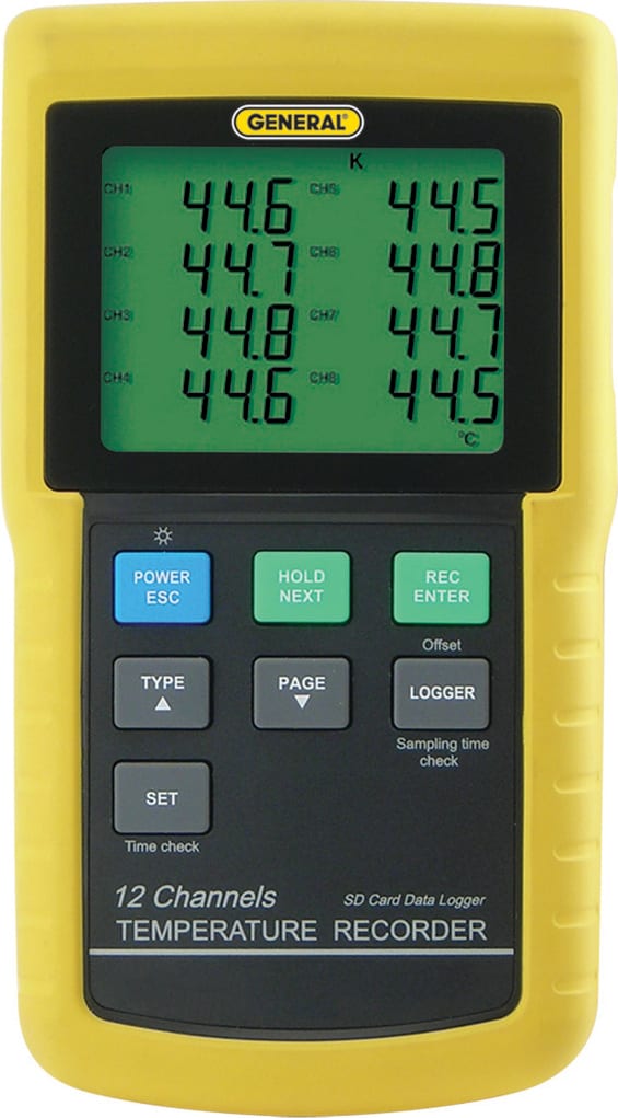 General DT4208SD-NIST 12 Channel Data Logging Thermocouple Thermometer with NIST