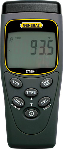 General DT80-1 Single Thermocouple Digital Thermometer
