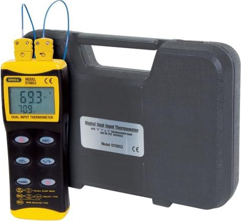 General DT8852 Digital Dual Input Thermometer 2 K type probes
