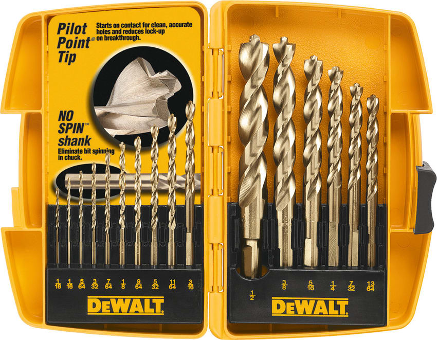 Dewalt DW1956 - Drill Bit Set, Pilot Point, 16-Piece, No-Spin