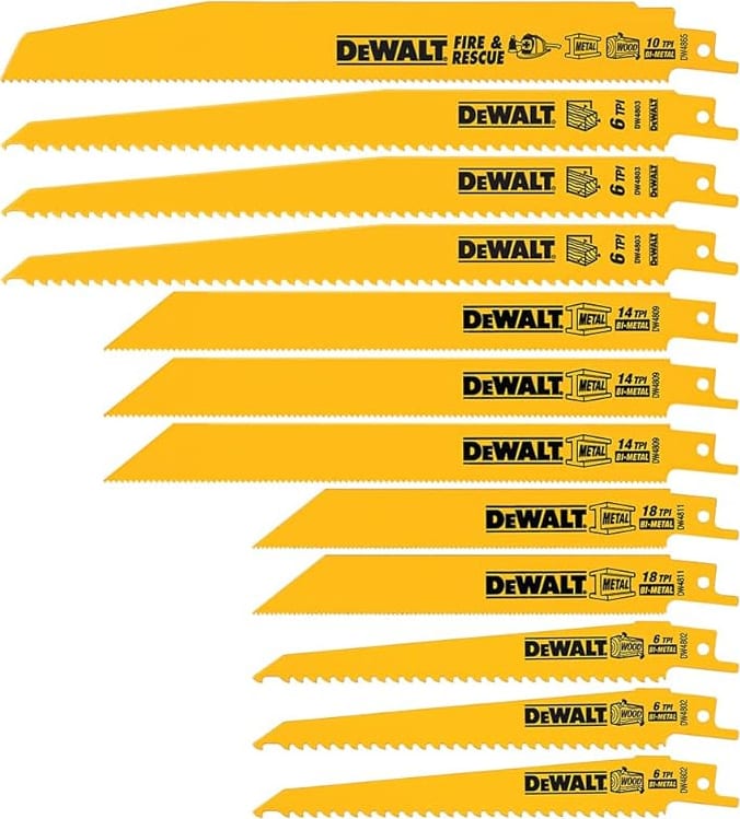 Dewalt DW4892 - Reciprocating Saw Blade Set, Bi-Metal, 12-Piece