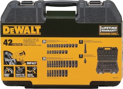 Dewalt DWMT19248 - Impact Socket Set, Combination, 3/8' Drive, 6 Point, 42 Pcs