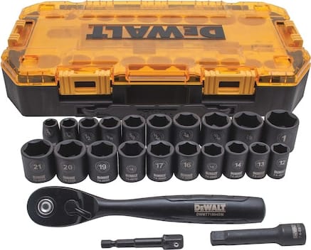 Dewalt DWMT74738 - Impact Socket Set, 3/8' Drive, Deep Combination, CR-440 Steel, 23 Pcs