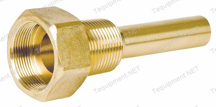 Reed E35-75BS Thermowell, Brass, 3.5 Stem, 3/4npt
