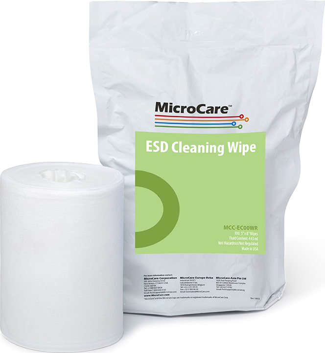 MicroCare MCC-EC00WR - Pre Saturated ESD Wipes, 100 Refill Wipes