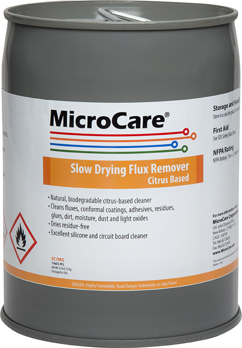 MicroCare MCC-EC7MG - Slow Drying, Citrus Based Flux Remover (1 Gallon Mini-Pail)