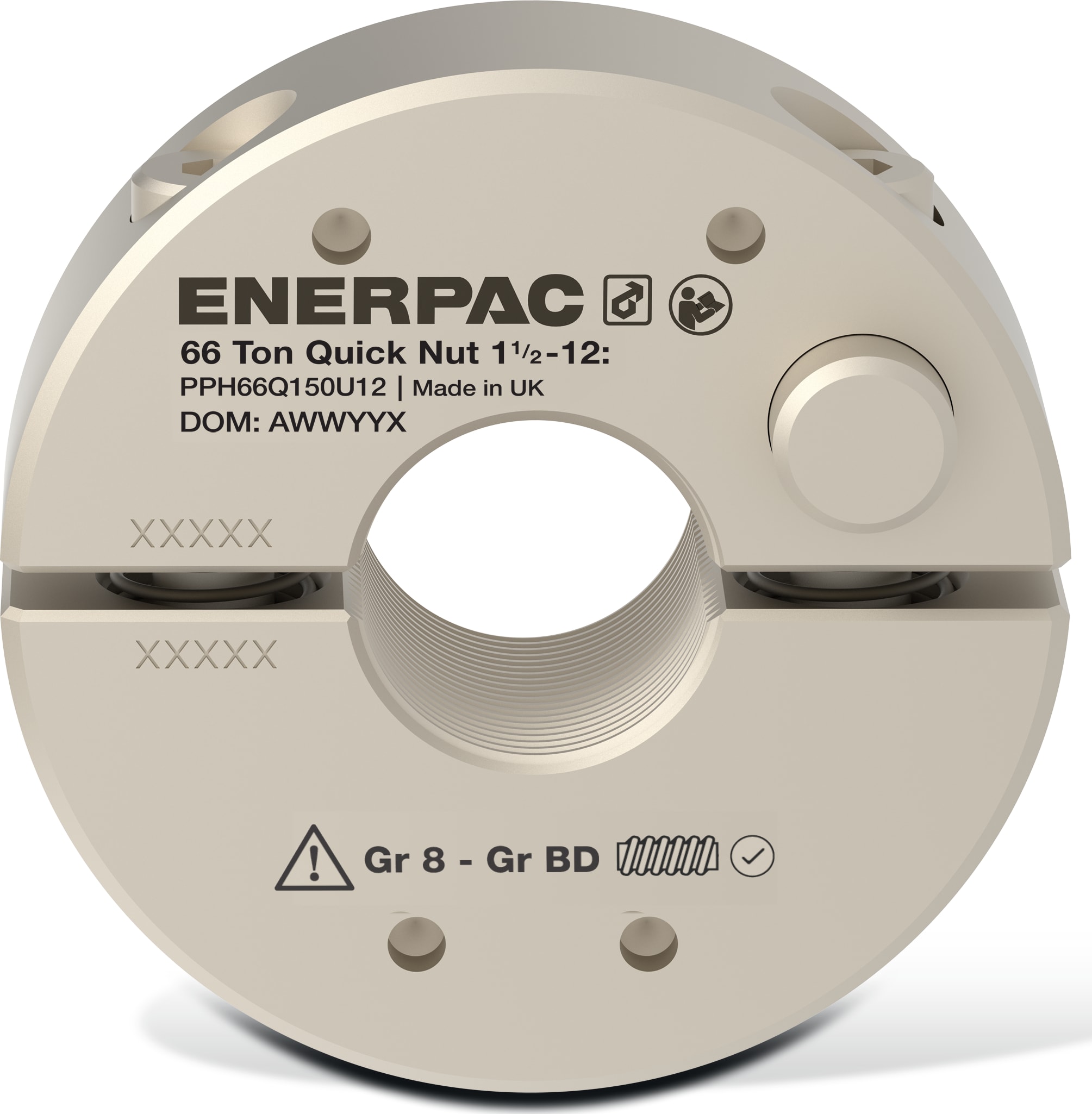 Enerpac PPH66Q150U12 - Quick Nut for PPH66 Pin Puller, 1 1/2' - 12 UNF Internal Thread, PPH Series