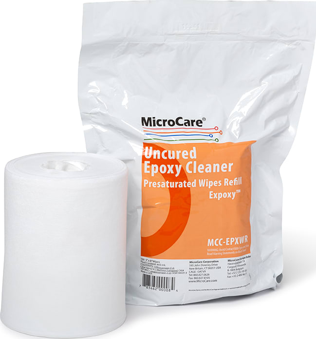 MicroCare MCC-EPXWR - Pre Saturated Wipe Refill (8 x 5', 100 Wipes), ExPoxy Uncured Chip Bonder Cleaner