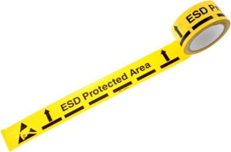 Ergomat DSIL250Y-ESD-TypeE - DuraStripe Vinyl Aisle Tape, 2'W x 50'L, ESD Protected Area w/Arrows