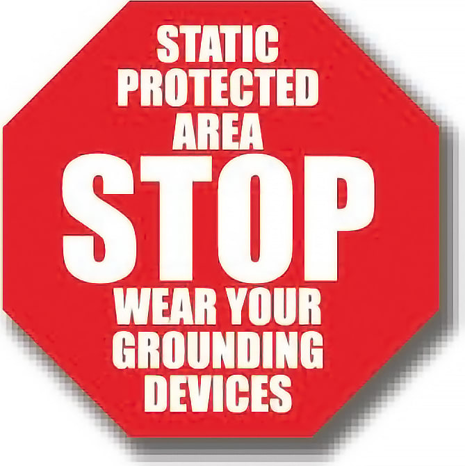Ergomat DSV-SIGN 1024 4055 - Floor Sign, STOP Static Protected Area-Wear your Grounding, 32'