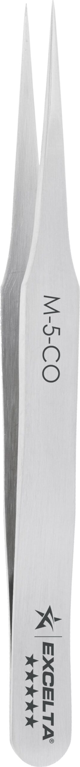 Excelta M-5-CO - Straight Tapered Tip w/Very Fine Points Tweezers, Miniature, 5-Star, 3.13' OAL