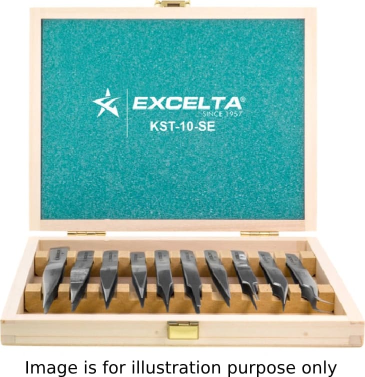 Excelta KST-10-SE-P - 10-Piece Tweezer Kit Set w/Plastic Case, 6', Anti-Mag. Stainless Steel (AISI 316L)