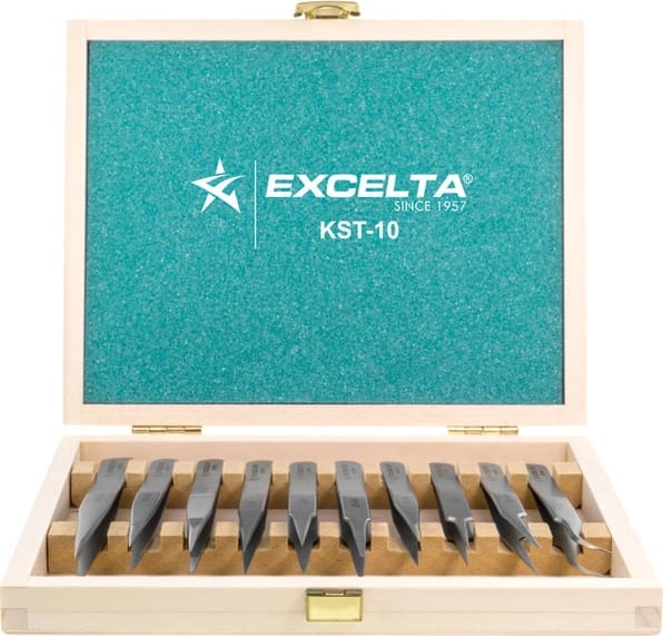 Excelta KST-10 - Tweezer Kitset, Anti-Mag. SS, 10pc, Wooden Case