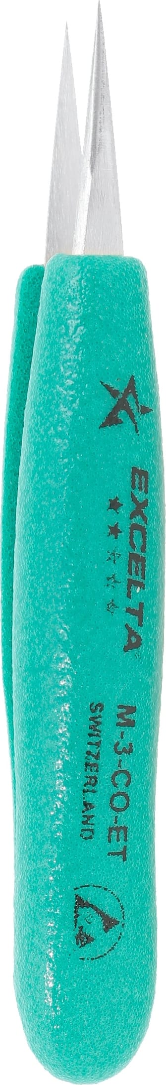 Excelta M-3-CO-ET - Miniature Cobaltima Tweezers, Ergonomic Very Fine Points, 3.63'
