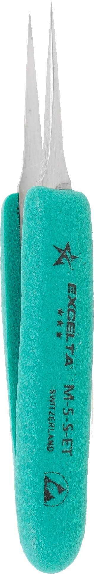 Excelta M-5-S-ET - 3 Star Mini Straight Tapered Ultra Fine Point Tweezer, Stainless Ste