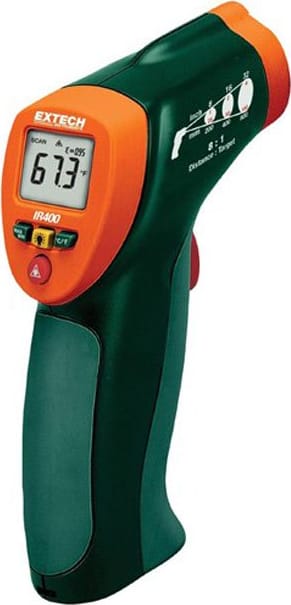 Extech IR400-NIST IR Infrared Thermometers - IR Temperature Max: 630 F, IR Temperature Min: -4 F, Field View Ratio (Spot Ratio): 8:1