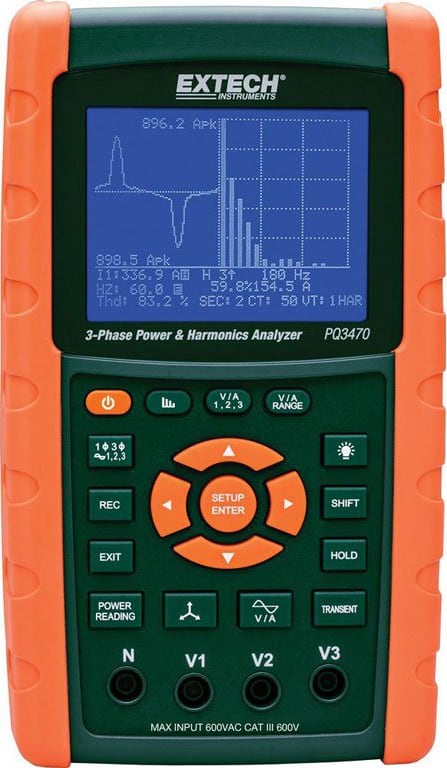 Extech PQ3470 Power Quality Analyzer - Type (Power Quality): 3 Phase, Maximum Current AC: 3000 A, Maximum Voltage AC: 600 V
