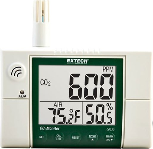 Extech CO230 - Desktop Indoor Air Quality / CO2 Monitor with Alarm Relay for Ventilation Control