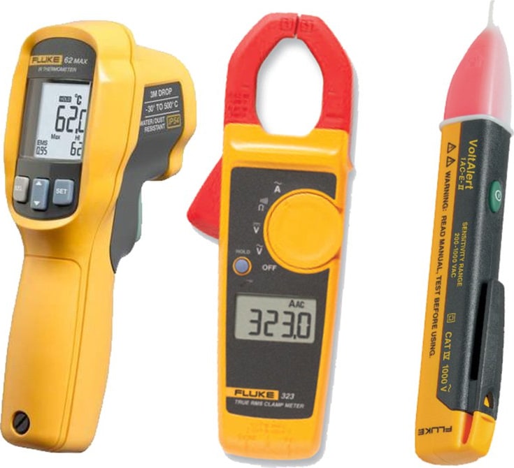 Fluke FL62MAX+/323/1AC Handheld Infrared Thermometer, True-RMS Clamp Meter, Voltage Detector VoltAlert
