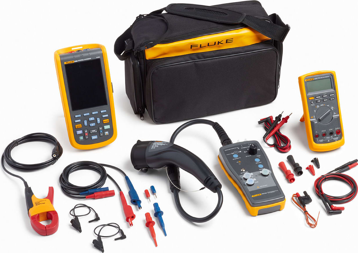 Fluke FEV100/TY1 KIT 2 - EV Kit FEV100 Test Adapter, 125B ScopeMeter, 87V Multimeter, Test Leads