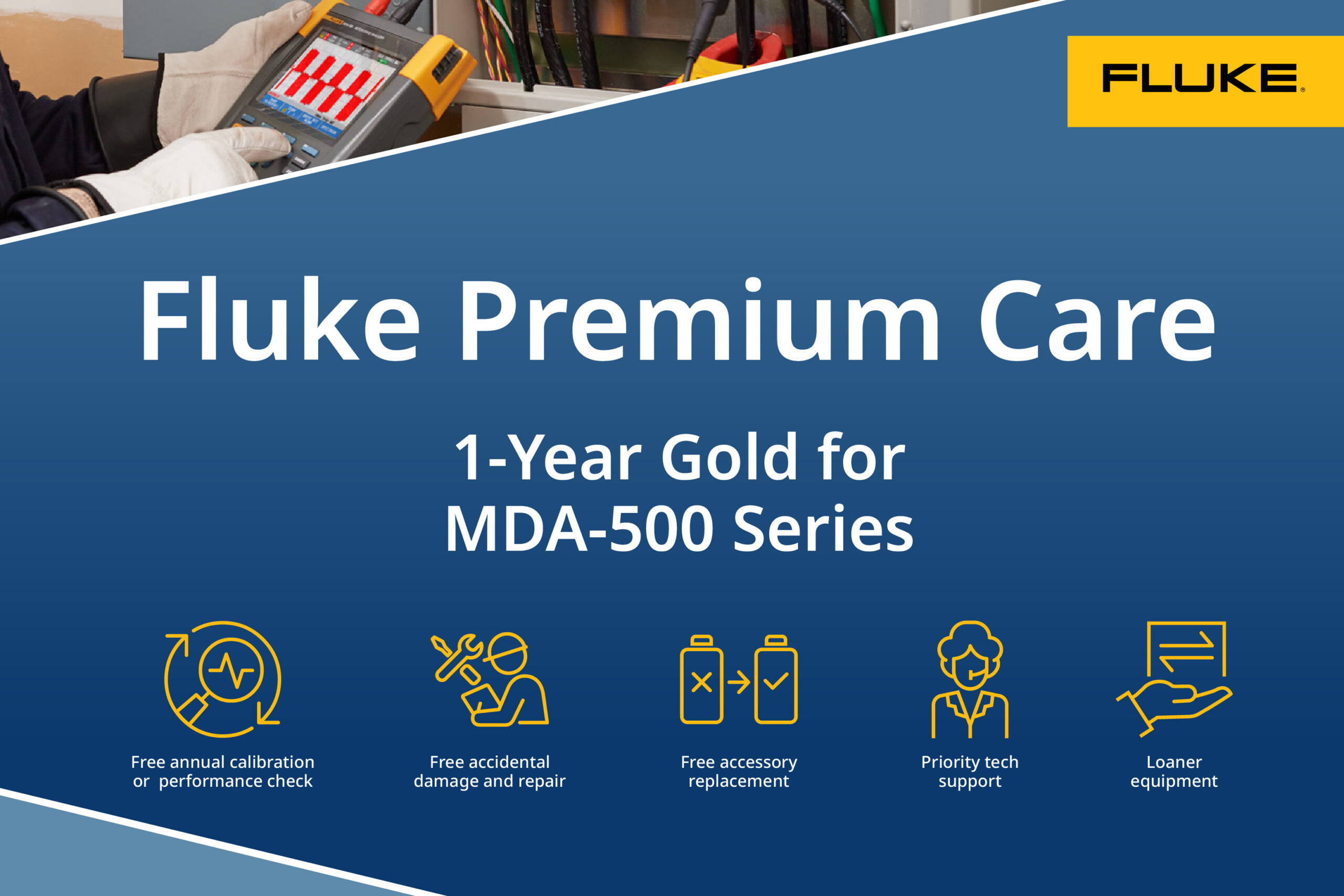 Fluke FPC1G-MDA-500-1 - Fluke Premium Care Gold, 1 Year, For MDA-500 Series