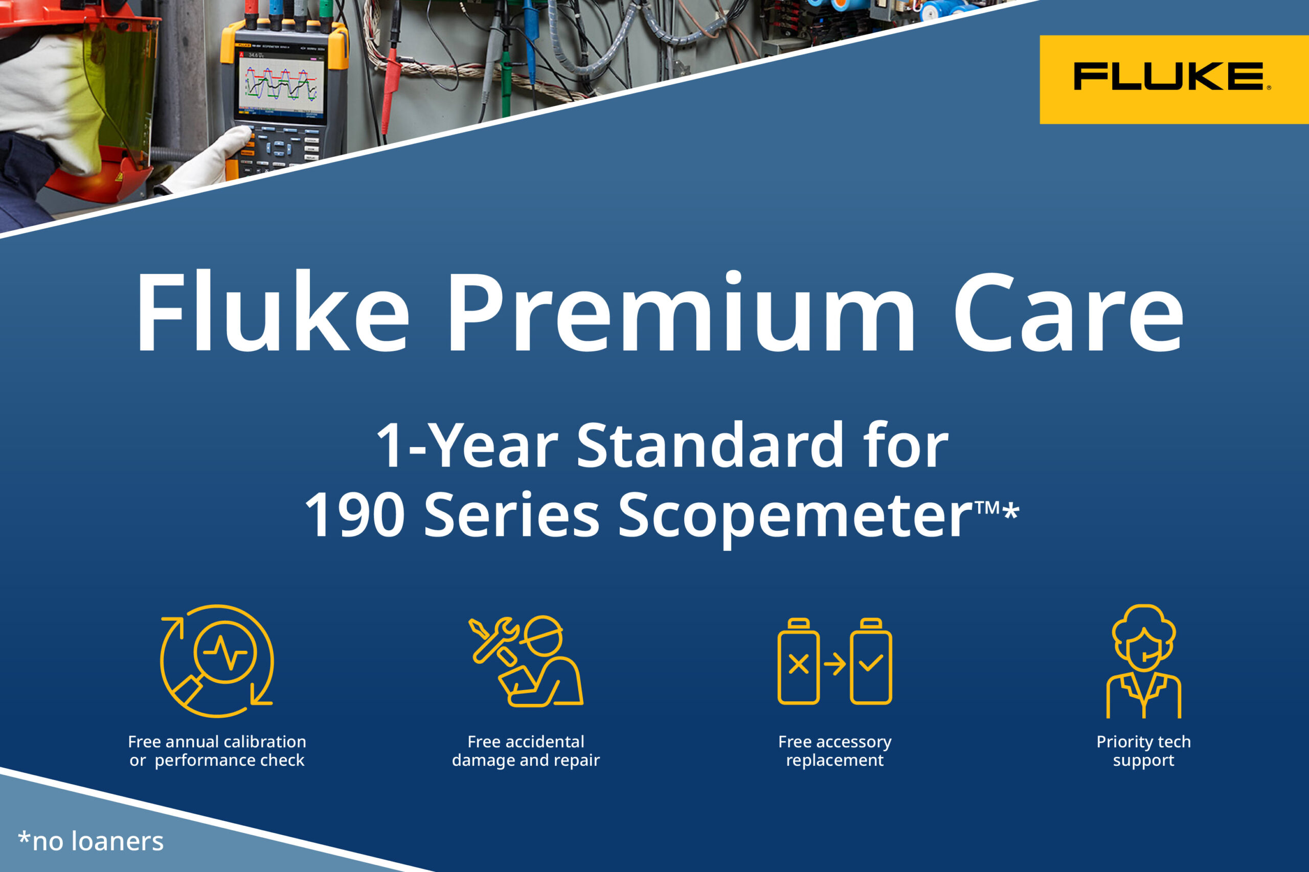 Fluke FPC1S-SCM190-1 - Fluke Premium Care, 1 Year, No Loaners, For 190 Series Scopemeter