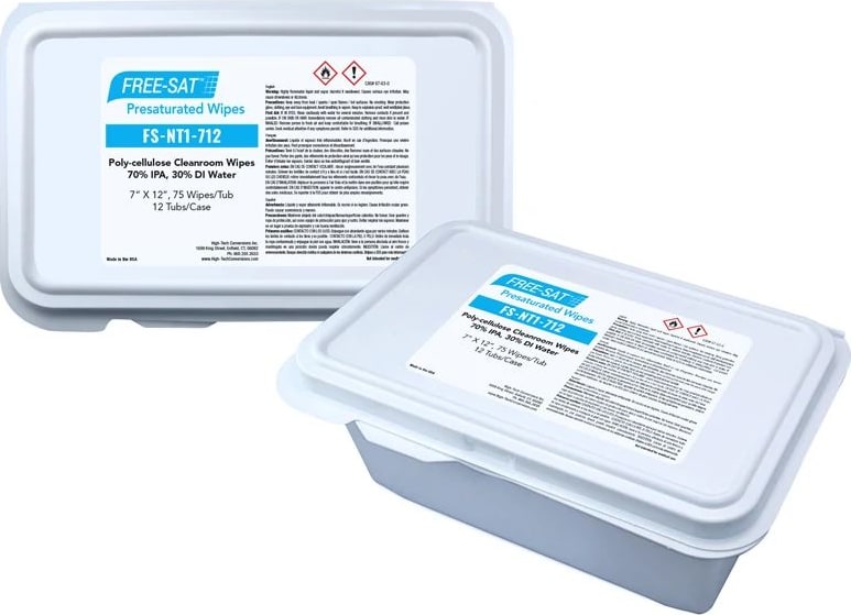High-Tech Conversions FS-NT1-712 - FREE-SAT Poly-Cellulose Cleanroom Wipes, 70% IPA/30% DI Water, 7' x 12', Container