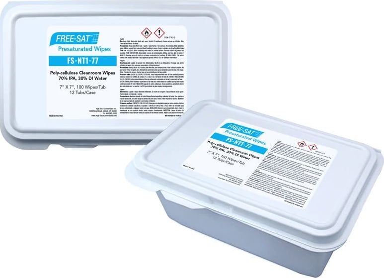High-Tech Conversions FS-NT1-77 - FREE-SAT Poly-Cellulose Cleanroom Wipes, 70% IPA/30% DI Water, 7' x 7', Container