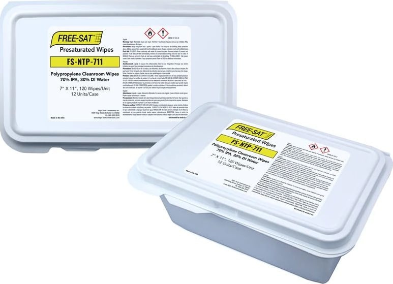 High-Tech Conversions FS-NTP-711 - FREE-SAT Polypropylene Cleanroom Wipes, 70% IPA, 7' x 11', Resealable Tubs