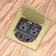 FSR T3-AC2-CP-SQBRS - 2 A/C and 2 Data Cable Pull, Edison, Square Cover, Brass