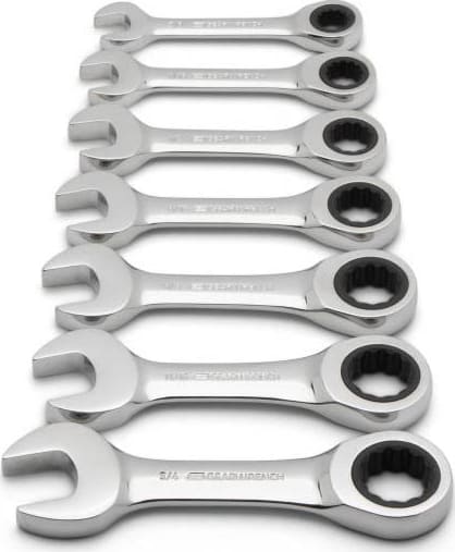 GEARWRENCH 9507D - Combination Wrench Set, Ratcheting, 7 Pieces, Stubby, SAE