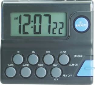 General Tools CTI278 Black Digital Clock / Stop Watch / Timer with Backlight and Stand