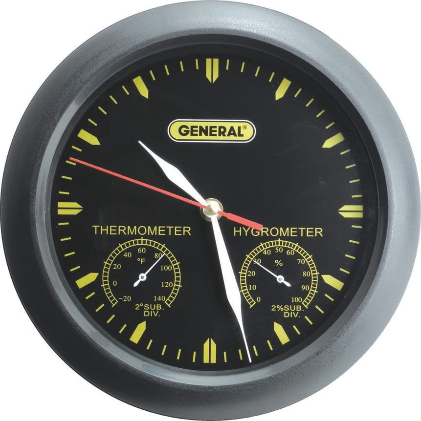General Tools CMOR11 - Analog Wall Clock With Temperature & Humidity Display