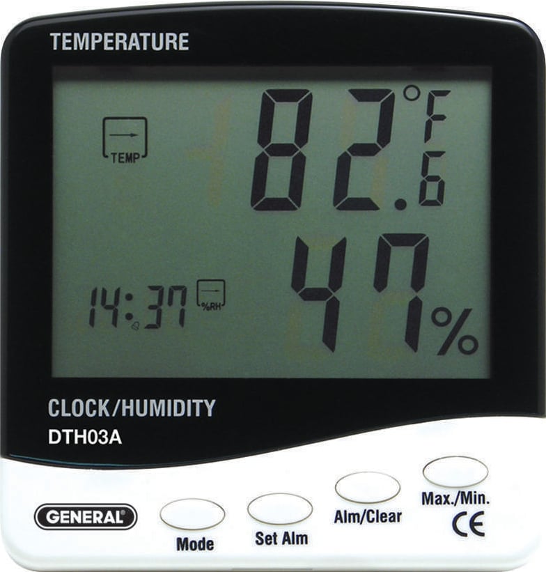 General Tools DTH03A - Temperature Humidity Monitor with Jumbo Display, 32° to 122°F