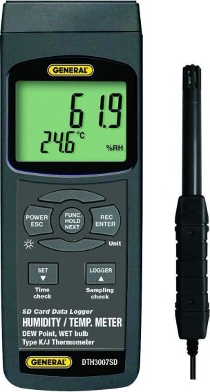 General Tools DTH3007SD - Calibratable Temperature Humidity Meter with DataLogging SD Card