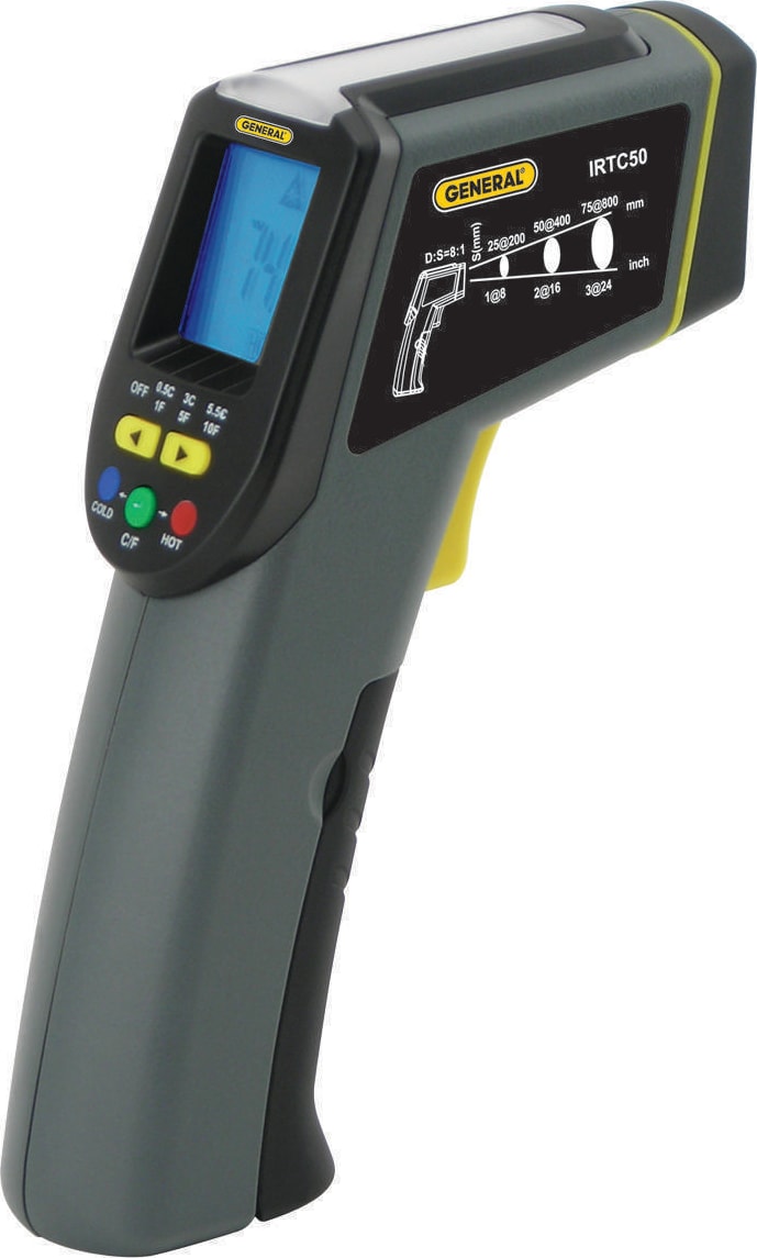 General Tools IRTC50 - 8:1 Scanning Infrared Thermometer with Tricolor Light Panel