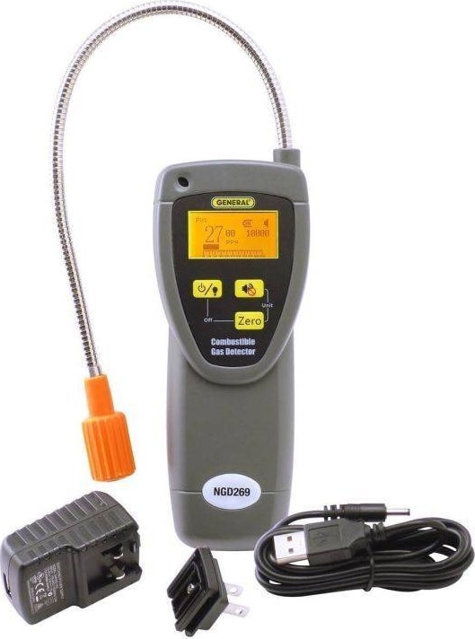 General Tools NGD269 - Combustible Gas Leak Detector With Backlit LCD Screen (PPM Readout, Digital Bar Graph, Audible Alarm)