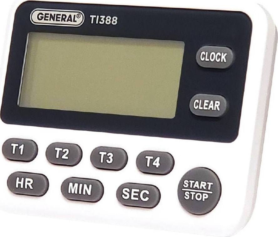 General Tools TI388 - Four-Channel Timer Stopwatch with Clock