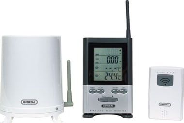 General Tools RGR126 Wireless Rain Gauge with Temperature Display, Remote Rain Bucket and Temperature Sensor
