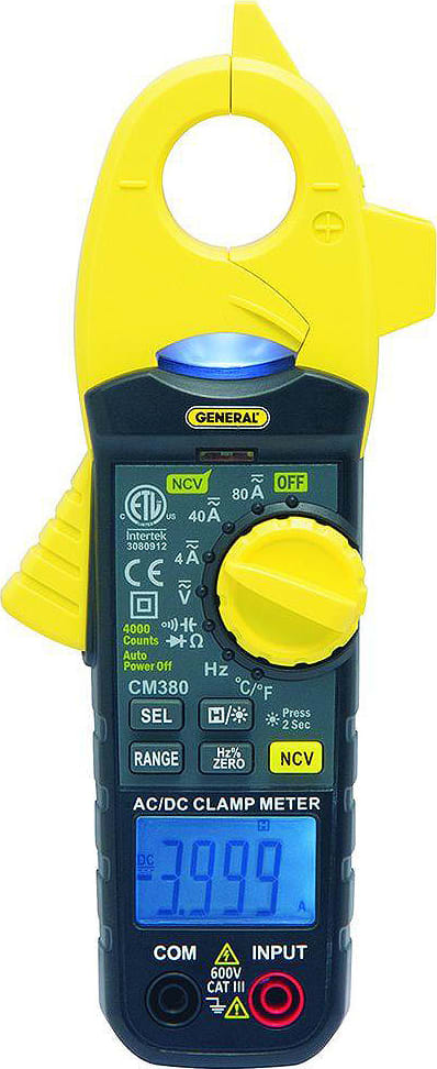 General Tools NISTCM380 AC/DC Clamp Meter with NIST Certification for CM380