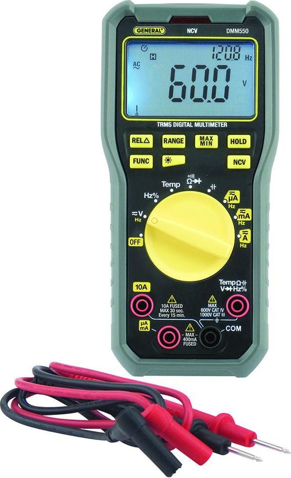 General Tools NISTDMM550 General Tools NISTDMM550 Rugged True RMS CAT III 1000-Volt Multimeter with NIST
