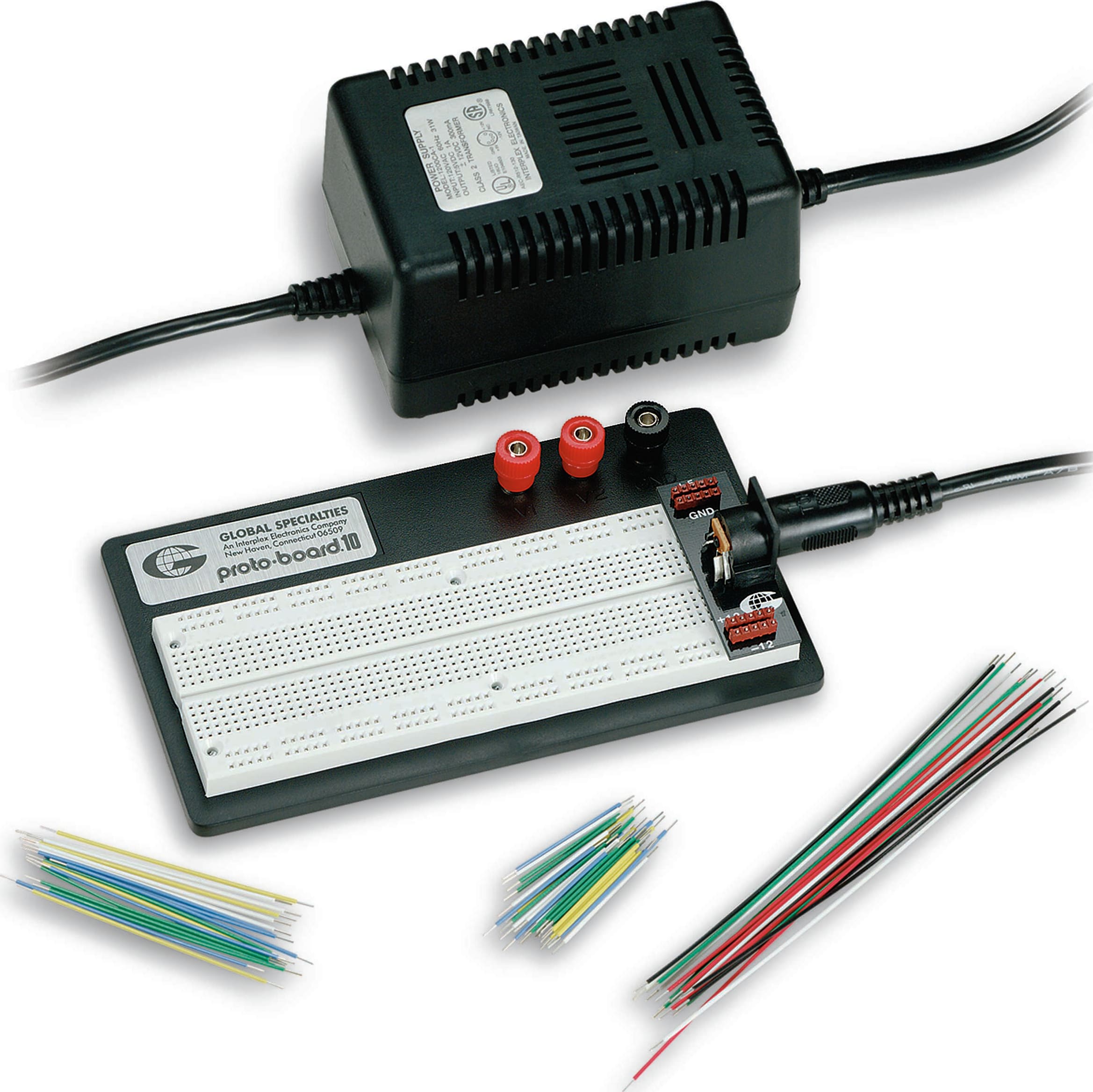 Global Specialties PRO-S-LAB - Breadboard with Power Adapter and Jumper Wires