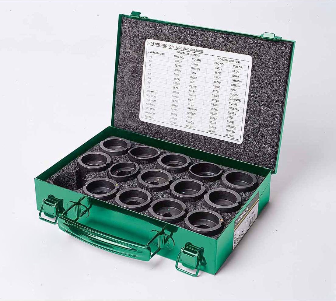 Greenlee KD12AL - 'U' Style Die Kit for Aluminum Connectors 6 AWG to 750 KCMIL