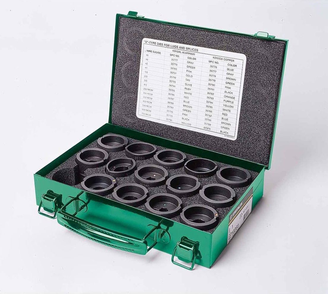 Greenlee KD12CU - 'U' Style Die Kit for Copper Connectors 6 AWG to 750 KCMIL