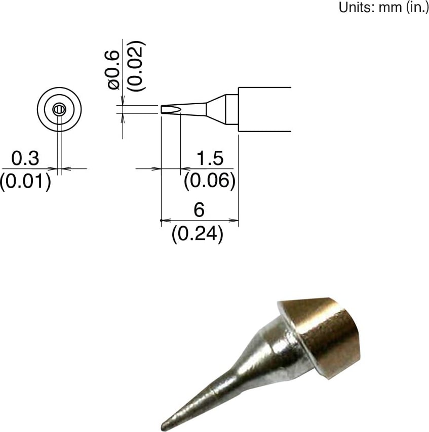 Hakko T30-D06 - T30 Series Soldering Tip, Chisel, 0.6 x 6mm