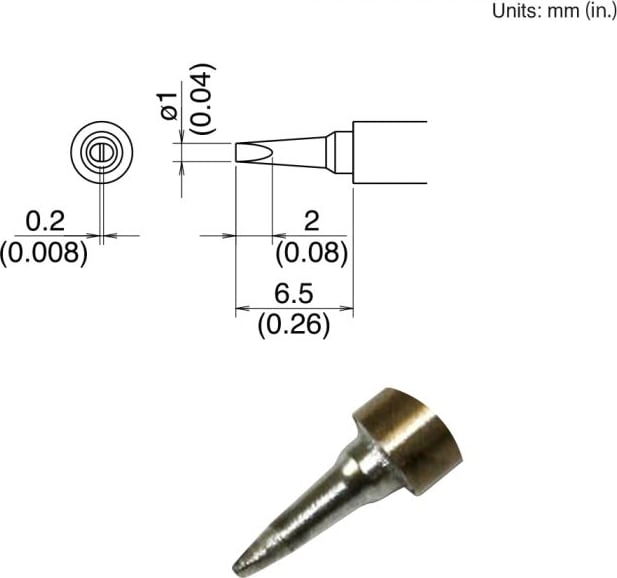 Hakko T30-D1 - T30 Series Soldering Tip, Chisel, 1 x 6.5mm