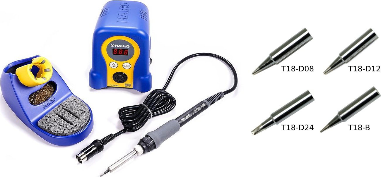 Hakko FX888D-23BY - Digital Soldering Station with Four Extra Tips (T18-B/D08/D12/D24)